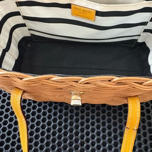 Kate Spade Yellow and Tan Wicker Tote - Picture 3 of 16